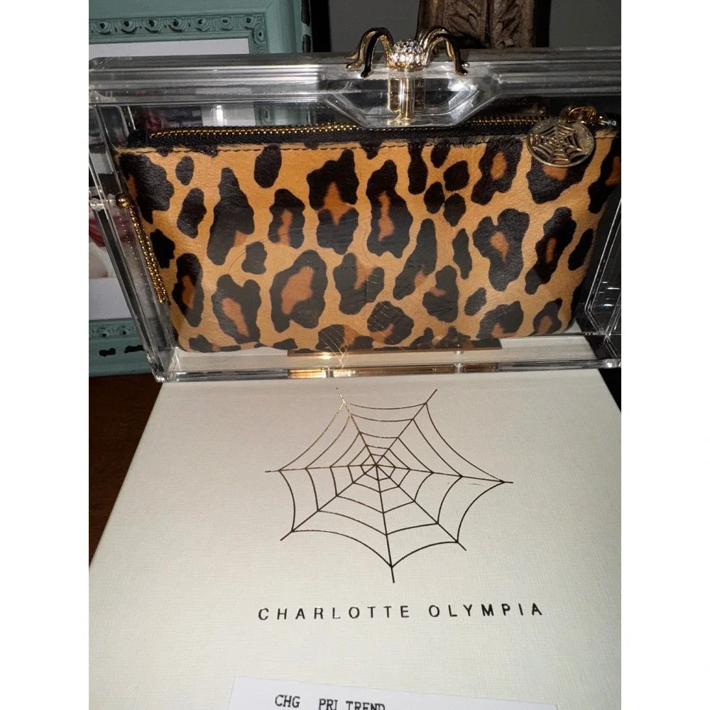 Charlotte Olympia Leopard Print Clear Pandora Clutch Bag Spider Clasp‎ - Picture 2 of 4